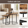 thumbnail image 4 of Alden Design Nesting Coffee Table Set with Round Wooden Tabletop for Living Room, Rustic Brown, 4 of 10