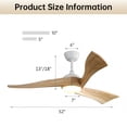 thumbnail image 6 of Sofucor 52 Inch Ceiling Fan with Light and Remote, Modern 3 Solid Wood Blades Ceiling Fan, 6 Speeds 5500CFM, Dimmable 3-Color LED with Memory, Timer & Quiet & Reversible DC Motor, ETL, Nature Wood, 6 of 10