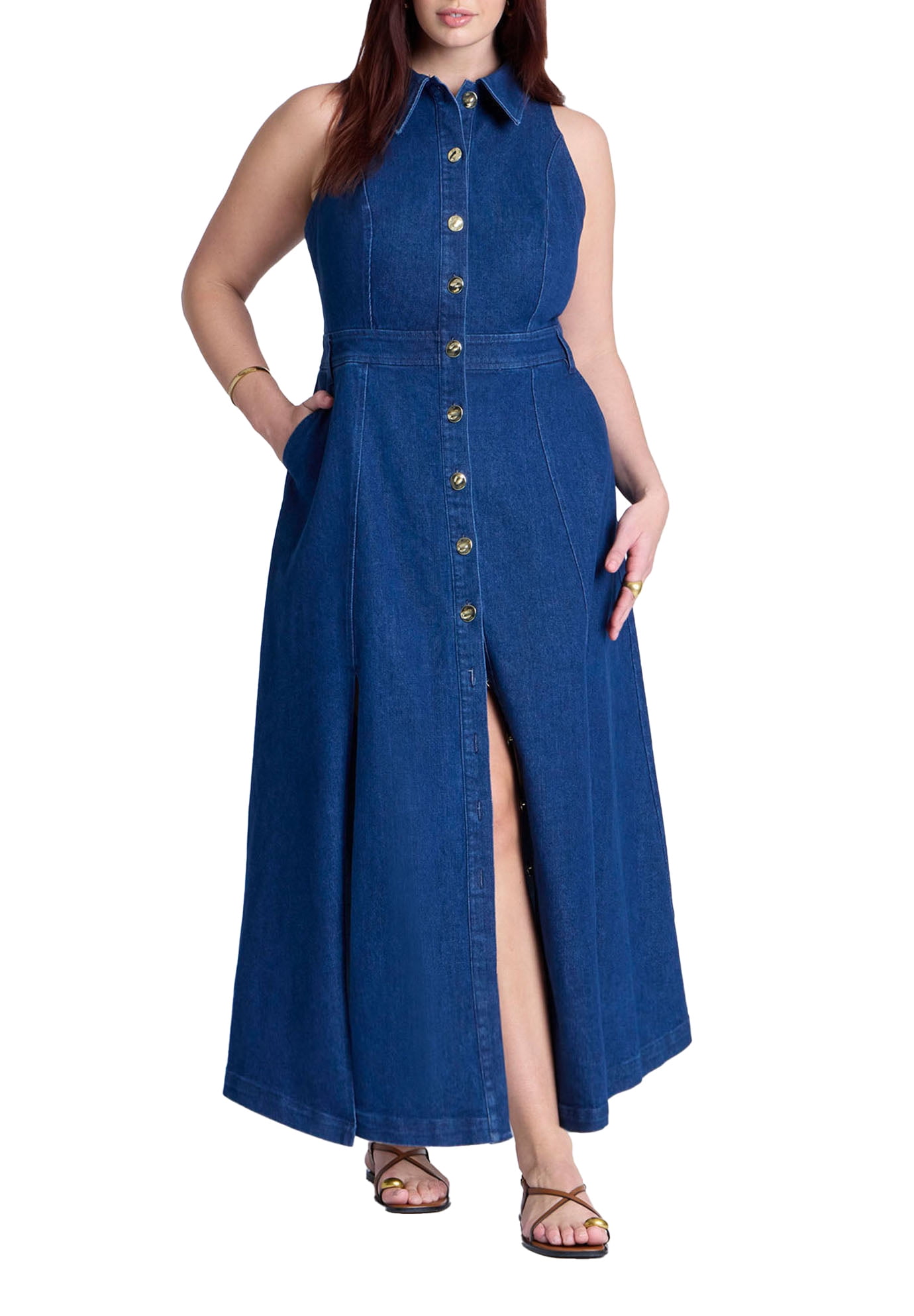 ELOQUII Women's Plus Size Drapey Faux Leather Mini Dress - Walmart.com
