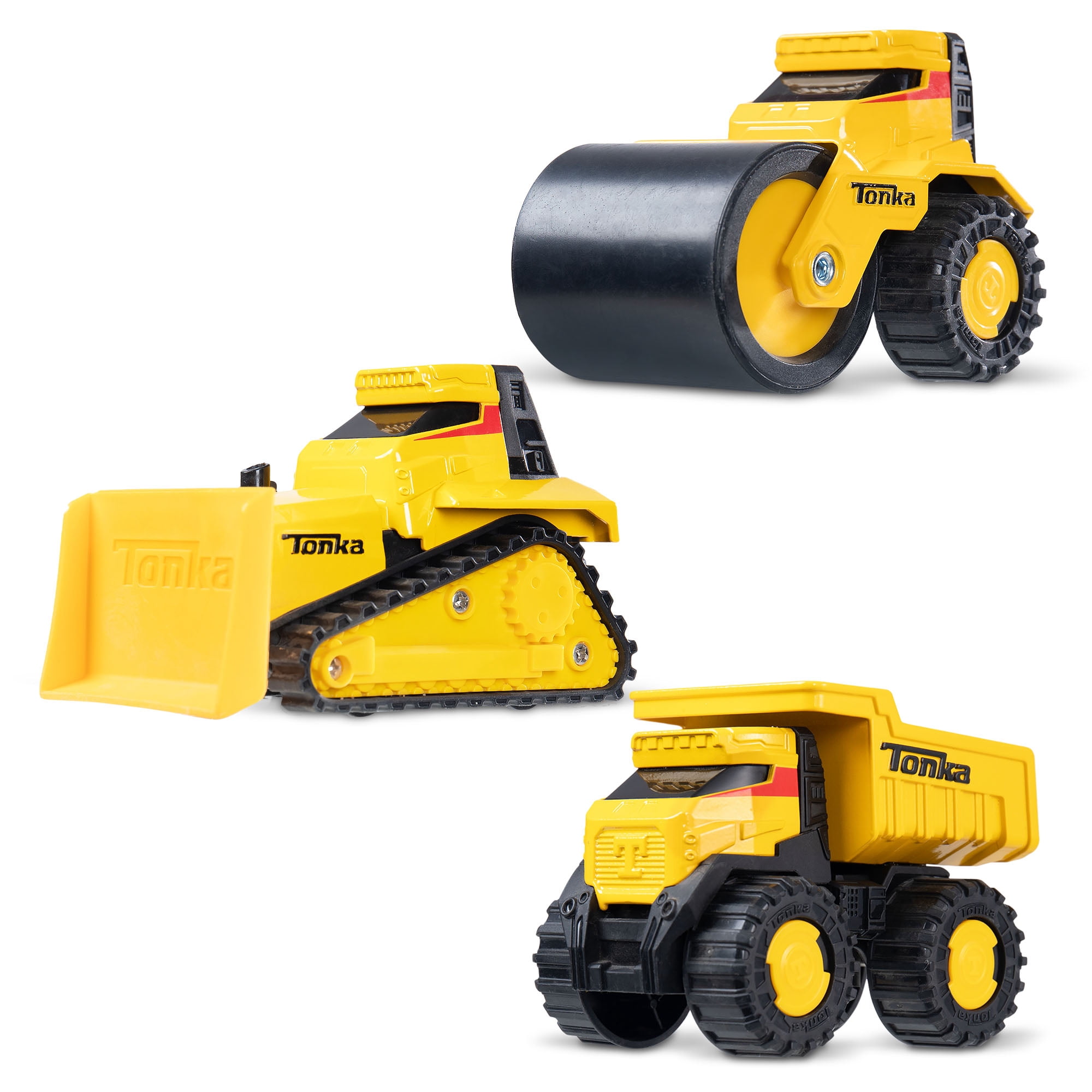 Tonka Steel Classics Titans - Bulldozer, Steam Roller, Dump Truck - 3 Pack Assortment
