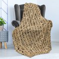 thumbnail image 4 of Egyptian Print Soft Flannel Fleece Throw Blanket, Hieroglyphs Grunge Pattern on Stripes Archeology History Language, Cozy Plush for Indoor and Outdoor Use, 50" x 60", Sand Brown Black, by Ambesonne, 4 of 5
