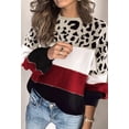 thumbnail image 4 of Women's Sweaters Casual Long Sleeve Crewneck Color Block Patchwork Pullover Knit Sweater Tops, 4 of 6