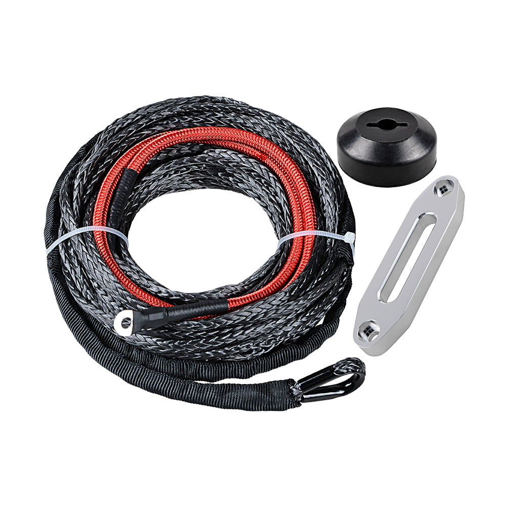 Astra Depot 6 Aluminum Hawse Fairlead with 50 x 3/16 Synthetic Winch Rope Line Cable Red kit Replacement for ATV UTV 