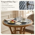thumbnail image 5 of PURPLE LEAF OUTDOOR  3-Piece French Bistro Dining Set Round Outdoor Patio Table and 2 Armless Chairs Tempered Glass Top PE Rattan Bamboo Print Finish Aluminum Frame Black, 5 of 9
