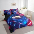 thumbnail image 3 of Castle Fairy Teens Adults Soccer Gamer Twin Bedding Sets 7-Piece,Geometric Honeycomb Bedding Comforter Set Microfiber,Abstract Gradient Breathable Sheet Sets,Breathable Home Decor,Reversible, 3 of 8