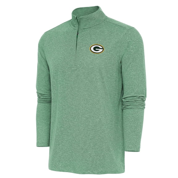 Men's Antigua  Green Green Bay Packers Hunk Quarter-Zip Pullover Top