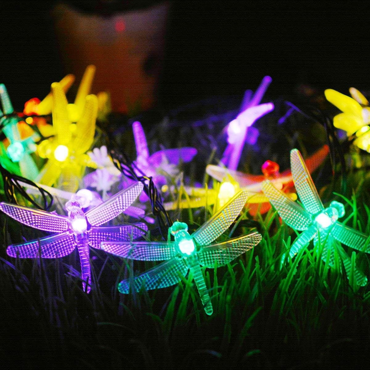 Outdoor Garden Solar String Lights, 7m 50LED Solar Garden Dragonfly String Lights Dragonfly String Light Waterproof for Yard