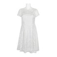 thumbnail image 2 of Adrianna Papell Boat Neck Short Sleeve A-Line Box Pleat Zipper Back Embroidered Dress-IVORY / 2, 2 of 4