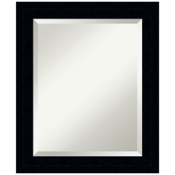 Amanti Art Beveled Wood Bathroom Wall Mirror - Tribeca Black Frame 20 x 24-inch