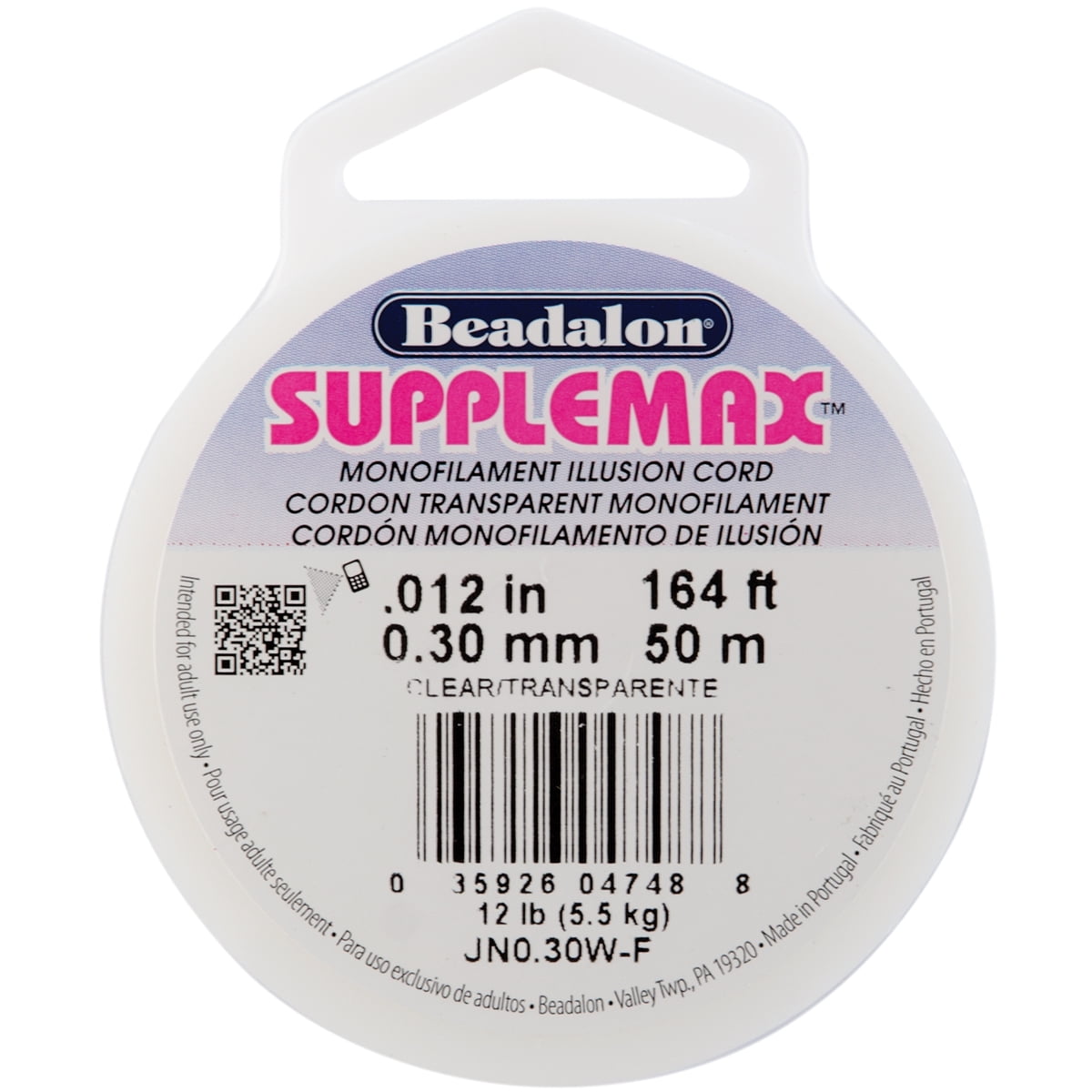 Beadalon Supplemax Clear Monofilament Beading Cord, 0.30 mm - 164 ft.