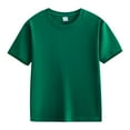 thumbnail image 4 of NIEWTR Boys Girls Fashion Athletic Sport T-Shirts Short Sleeve Shirts Casual Versatile Fashion Workout Crew Neck Tee Shirt Top SIZE 2-12 Years (Dark Green,2-3 Years), 4 of 8