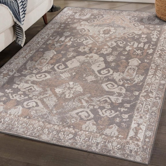 Luxe Weavers Moroccan Floral Beige 8x10 Area Rug, Stain-Resistant Carpet