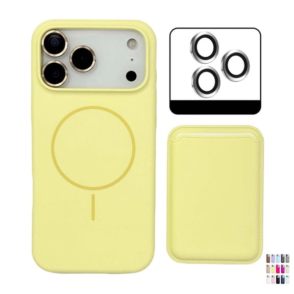 Allytechgroup for iPhone 13 Magnetic Wallet Case with Credit Card Holder [Camera Lens Protector]  Compatible with MagSafe Shockproof Phone TPU & Hard Back Case, Yellow