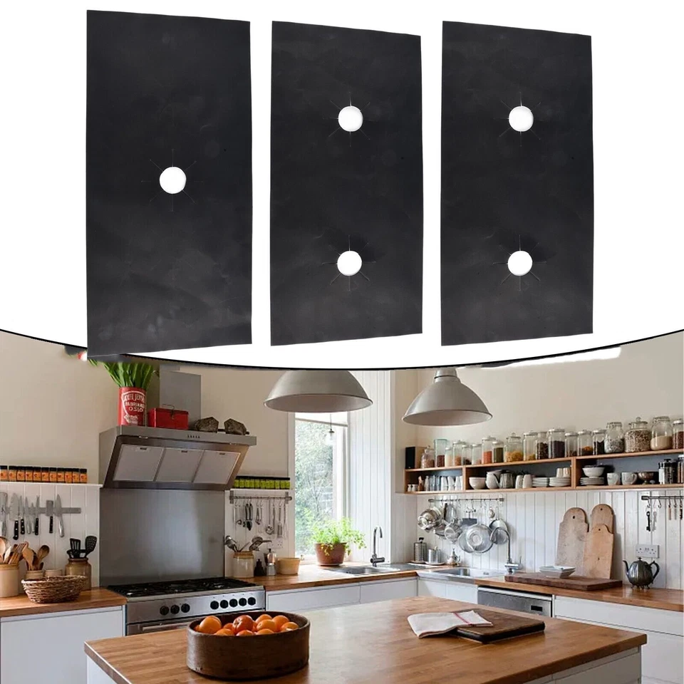 3Pcs Kitchen Gas Range Stove Top Burner Cover Protector Reusable Non-Stick Liner