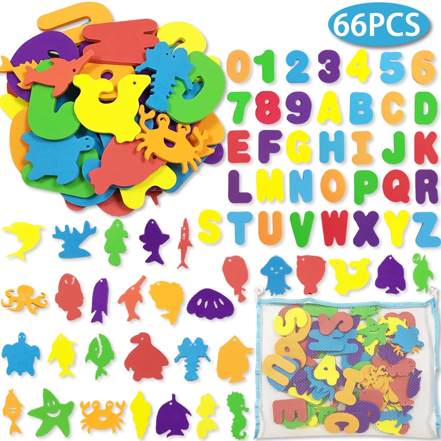 Bath Toys English Letters Alphabet & Numbers 36 Pcs Water Shower Learning Set 