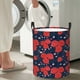 thumbnail image 5 of Balery Rose Flower Cesta de ropa redonda con asas, impermeable, independiente, para ropa, juguetes, dormitorio y familia-Medium, 5 of 6