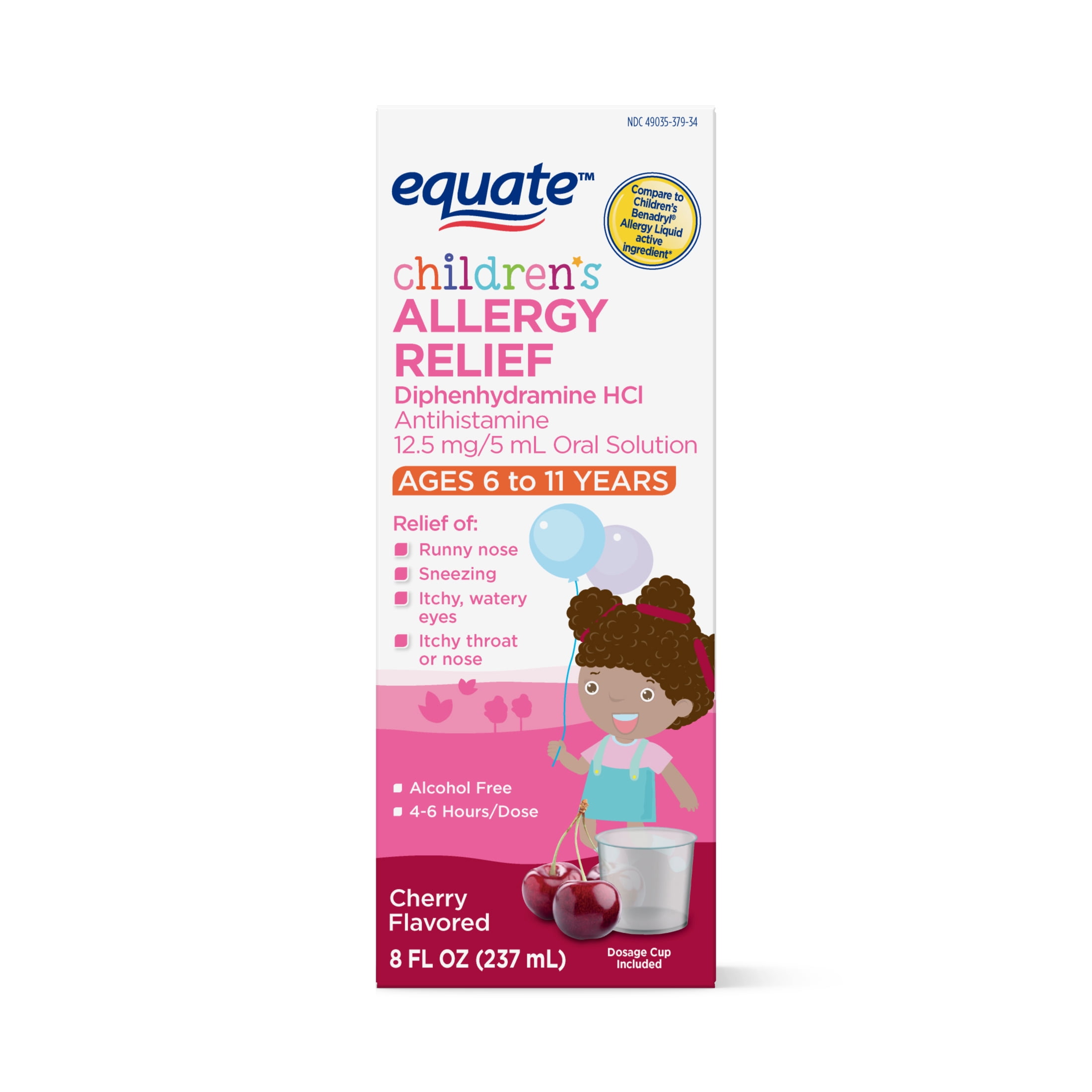 Equate Children's Allergy Relief, Cherry Flavor Liquid, 8 fl. Oz.