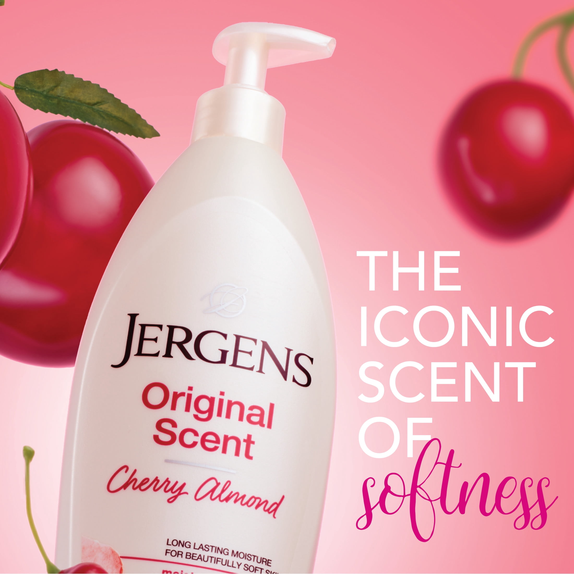 (4 pack) Jergens Original Scent with Cherry Almond Body Lotion Moisturizer for Dry Skin, 33.8 oz