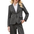 thumbnail image 1 of Blazer de cuadros houndstooth para mujeres INSPIRE CHIC, chaqueta de traje casual de trabajo para otoño, color negro y gris, talla M, 1 of 5
