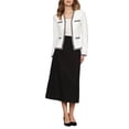 thumbnail image 2 of Women's Tweed Cardigan Long Sleeve Open Front Business Casual Knit Jacket for Dress S White, 2 of 5