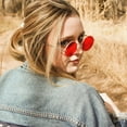 thumbnail image 3 of Joopin Hippie Round Sunglasses for Women Men Circle Sun Glasses UV Protection (Red), 3 of 7