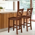 thumbnail image 2 of Costway Set of 2 Bar Stools 24'' Counter Height Chairs w/ Rubber Wood Legs Walnut, 2 of 8
