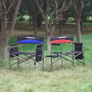KingCamp Padded Outdoor Chair with Table and Pockets, Black/Blue (2 Pack)