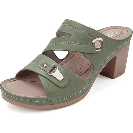 

SHIBEVER Women Summer Sandals Wedge Platform Block Heel Sandal Open Toe High Chunky Heel Slip On Party Dress Shoes
