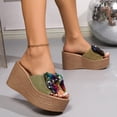 thumbnail image 4 of Dakaela Women's Platform Sandals Cork Wedge Heel Espadrille Sequin Bow Slip on Slides Wide Width Casual Summer Walking Slippers Size 6-10, 4 of 8