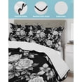 thumbnail image 4 of Black Rose Twin XL Size Down Alternative Comforter,Lightweight Comforter Quilt Bedding Set with Pillow Shams Vintage Pastoral Botanical Floral Leaves Vines Bed Comforter Duvet Insert 68"x98", 4 of 7
