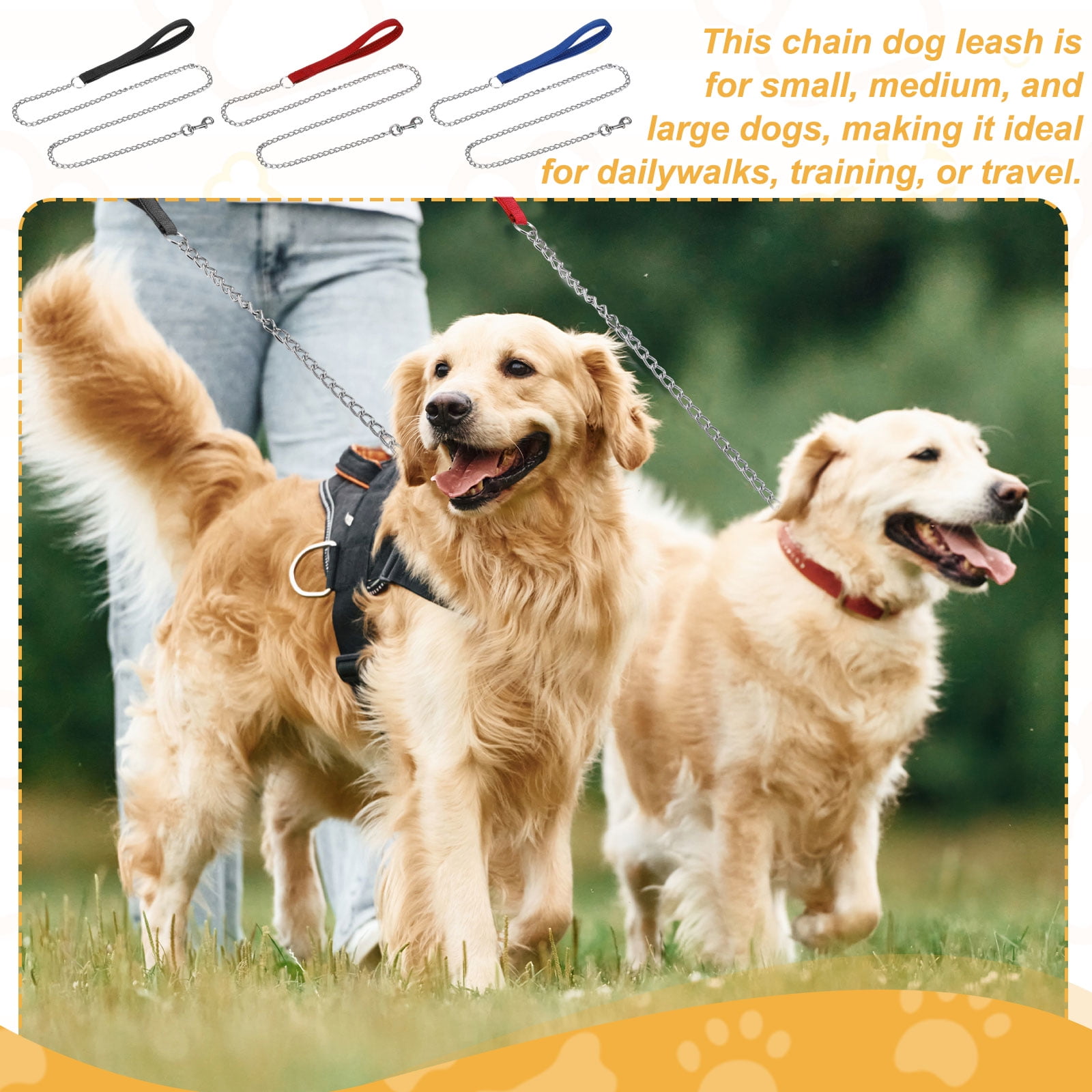 Uxcell Heavy Duty Chain Dog Leash, Metal Chain Dog Leash with Soft Padded Handle ( 4ft x 2 Mm, Red ) for Small Medium Large Pet Puppies Walking Training Traveling