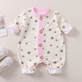thumbnail image 2 of 0-3 Months Newborn Baby Print Rompers,Cute Cartoon Long Sleeve Baby Jumpsuit,Soft Warm Fall Winter Unisex Onesie for Newborn Infant Boys Girls 0 3 6 Months,Pink, 2 of 4