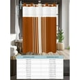 thumbnail image 6 of No Hook Cloth Fabric Shower Curtain with Snap in Liner, Burnt Orange Beige Striped Waterproof Shower Curtains Set with See Through Top Window, Modern Farmhouse Retro Lines Bath Curtains 60"x72", 6 of 6