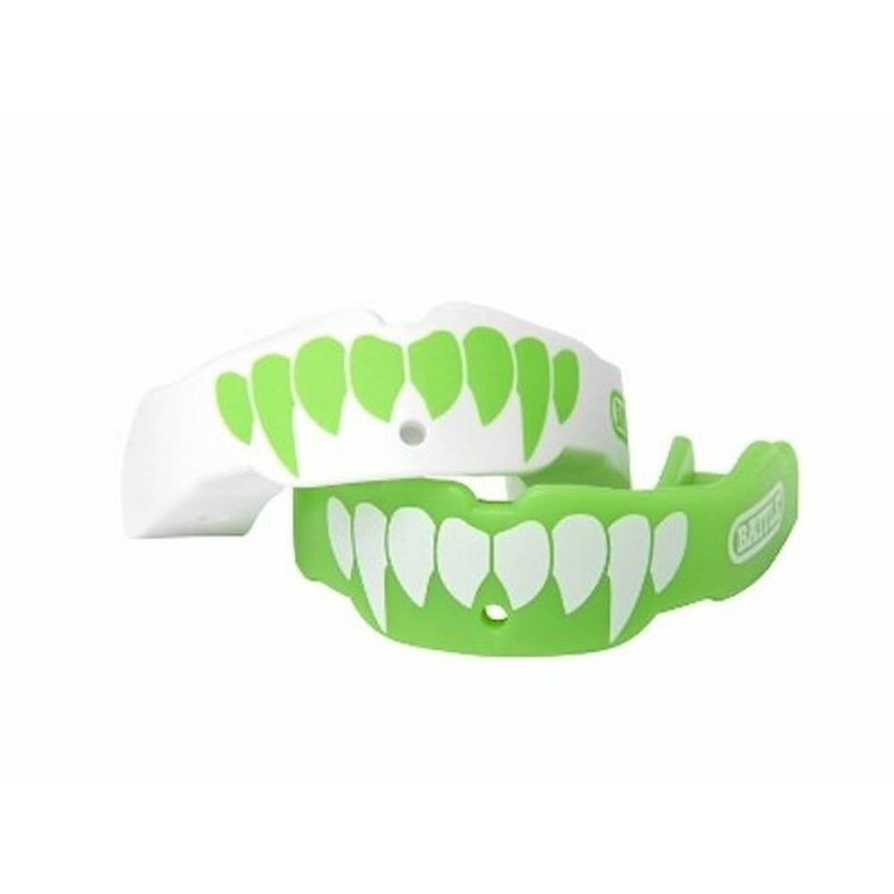 Battle FangEdition Mouth Guard (2Pack) (Neon Green/White, Youth (Age