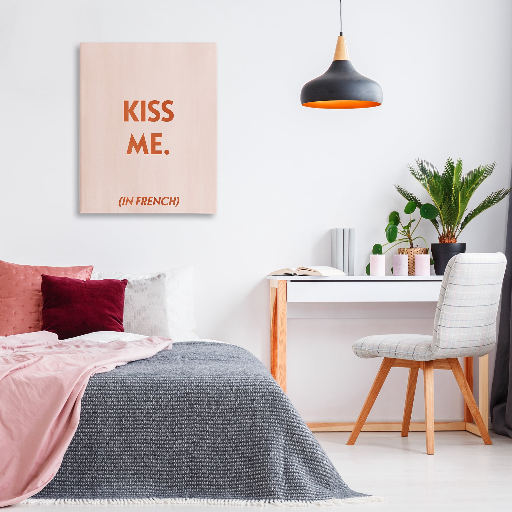 Stupell Industries Kiss Me In French Typography Painting Gallery Wrapped Canvas Art Print Wall Art, 30 x 40
