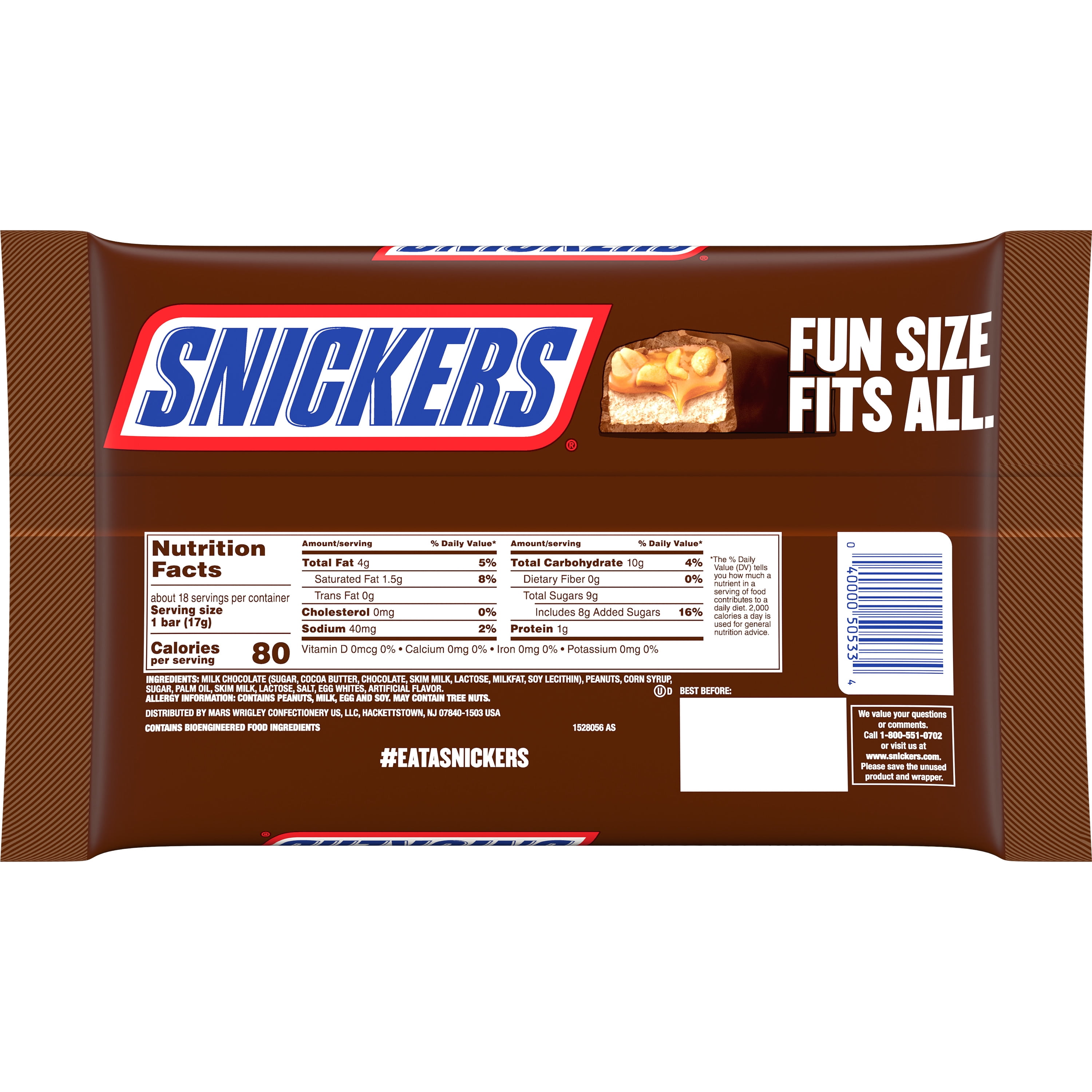 Snickers Candy Bars, Fun Size - 11.18 oz