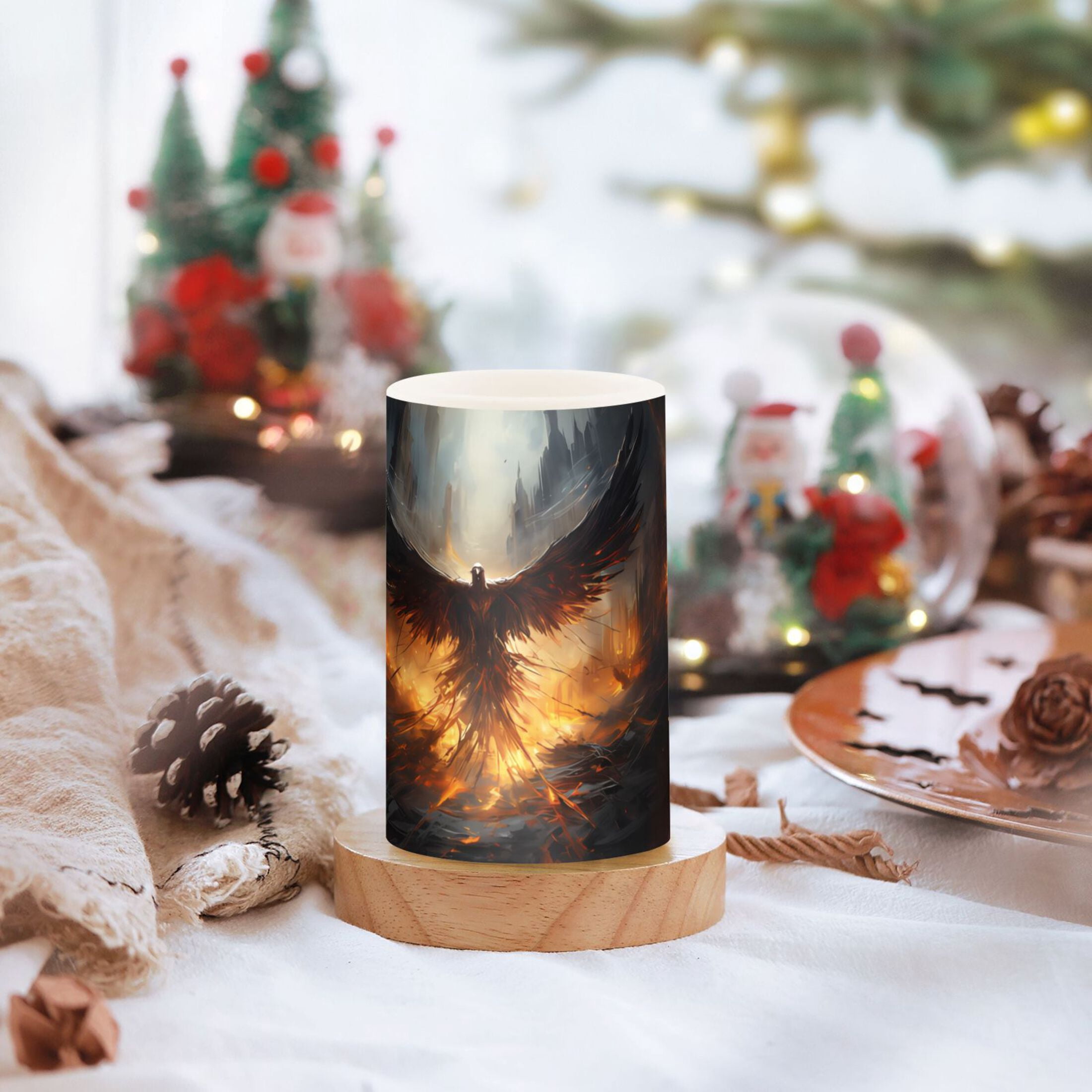 Bird Wings Fire Houses Flameless Candles&nbsp;LED Lights Battery Operated Candles with Remote and Timers Flicker Lights Votive Set of 2