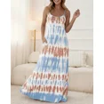 thumbnail image 4 of CHICME Nightgowns for Women Tie-Dye Print Spaghetti Strap Sleeveless Long house Dresses Women Nightshirts & Gowns with Pockets Lighted Blue-XL, 4 of 9