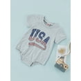 thumbnail image 3 of Baby Boy Girl 4th of July Outfit Newborn Oversized USA Romper American Flag Onesie Independence Day Outfit, 3 of 8