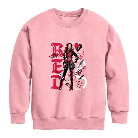 Descendants: Wicked Wonderland - Hand Drawn Red Graphic Long Sleeve Fleece Sweatshirt