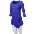 thumbnail image 5 of FashionOutfit Women's Casual Solid Soft Stretch Asymmetrical 3/4 Sleeve Button Tunic Top, 5 of 5