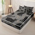 thumbnail image 2 of jejeloiu Glitter Print Black Cat Zipper Full Size Comforter Sets with Fitted Sheet and 2 Pillowcases For Kids,Gold Cute Stars Print Zipper Bedding Set For Girls,Reversible,4-Piece, 2 of 7