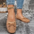 thumbnail image 3 of Lightweight Suede Loafers for Women Bowknot Slip On Dressy Flats Shoes Wide Toe Box Non Slip Walking Shoes Brown Size 9.5, 3 of 8