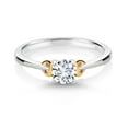 thumbnail image 2 of Gem Stone King 925 Sterling Silver and 10K Yellow Gold White Lab Grown Diamond Solitaire Engagement Ring for Women (0.50 Cttw, Round 5MM, Gemstone April Birthstone, Size 7), 2 of 4