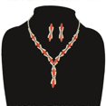 thumbnail image 4 of Conjuntos de joyas de boda con cristales rojos reales bañados en plata para mujer, collar largo con hojas y pendientes, conjuntos de joyas nupciales, 4 of 4