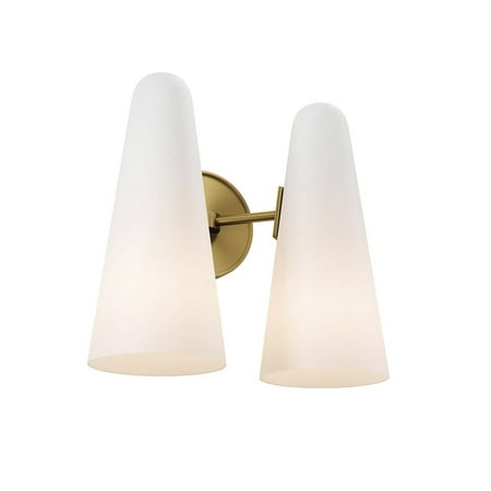 Beacon 2-Light Wall Sconce Opal Satin Brass