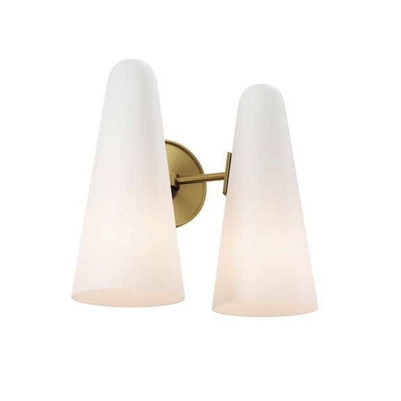 Modway Beacon 2-Light Wall Sconce in Opal Satin Brass
