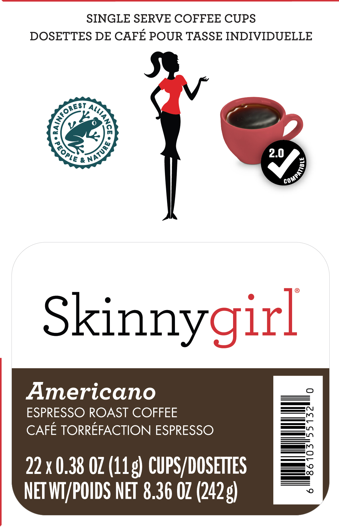 Skinnygirl Coffee Pods for Keurig K Cups Machines, 24 Americano Espresso Roast and 24 Breakfast Blend, 48 Count