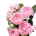 thumbnail image 4 of Ramo de flores, 5 cabezas, capullos de rosas artificiales, boda, plástico decorativo, tela de seda, flor falsa, rosa sidaley HA6434-03B, 4 of 6
