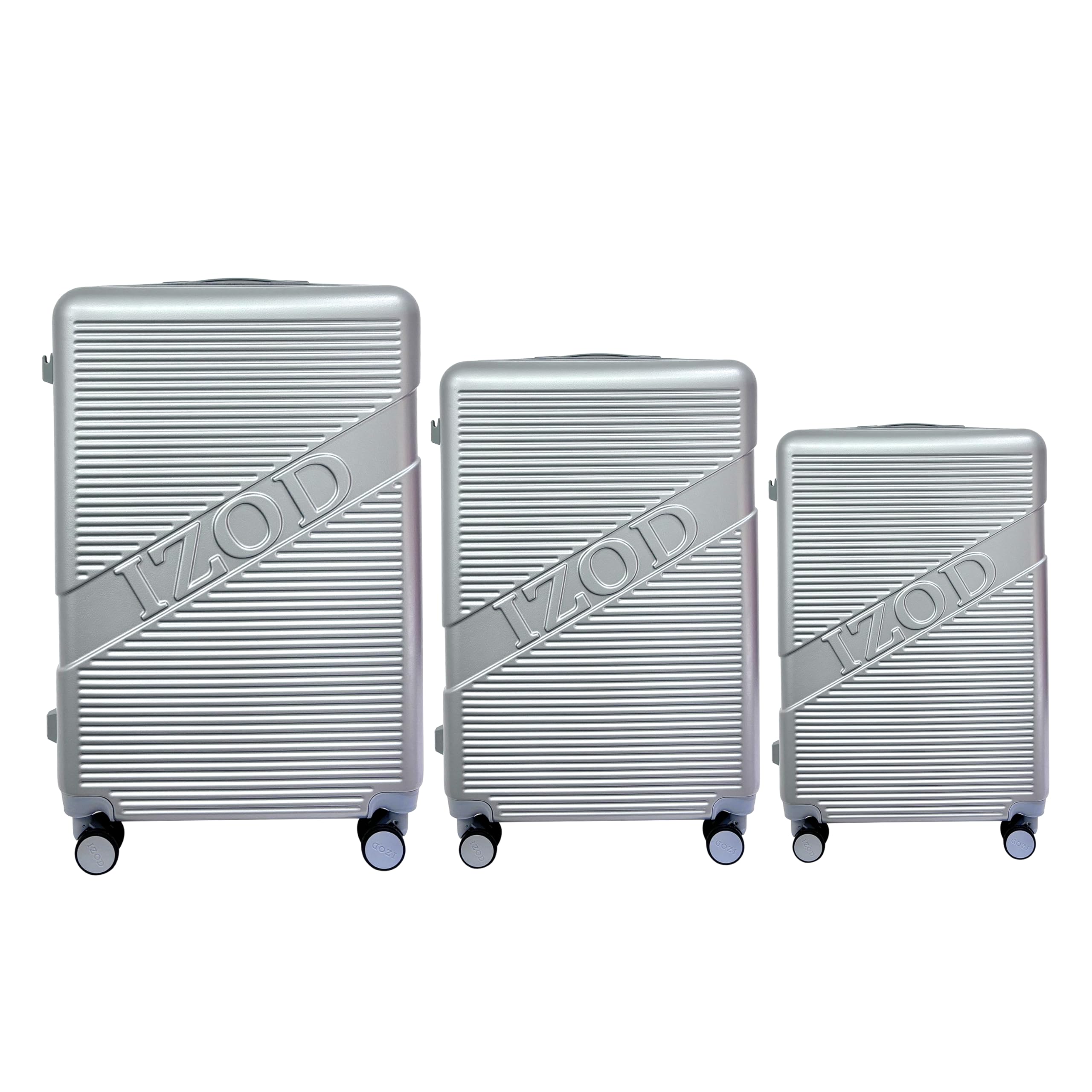 IZOD Harper Expandable Luggage Set - Stylish and Functional 3 Piece Luggage Set - Water-Resistant Zippers - Spinner Wheels Luggage Set - Versatile Sizes: 28", 24", and 20" (Slate Grey)
